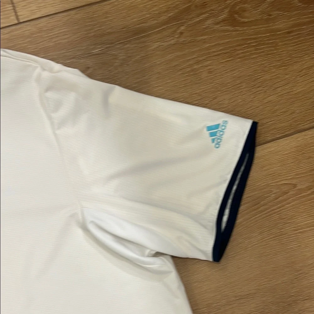 Adidas, Golf, Kapalua, Maui, White Polo Shirt with Blue Accents